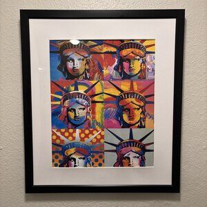 Peter Max Framed 12x14 Inch Art Print - Liberty Heads